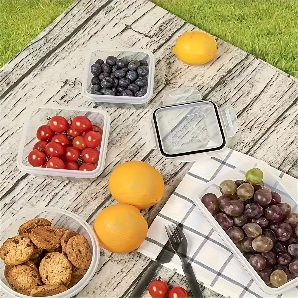 4 Piece Food Storage Containers Set with Easy Snap Lids (4 Lids + 4 Containers) - Airtight Plastic Containers for Pantry