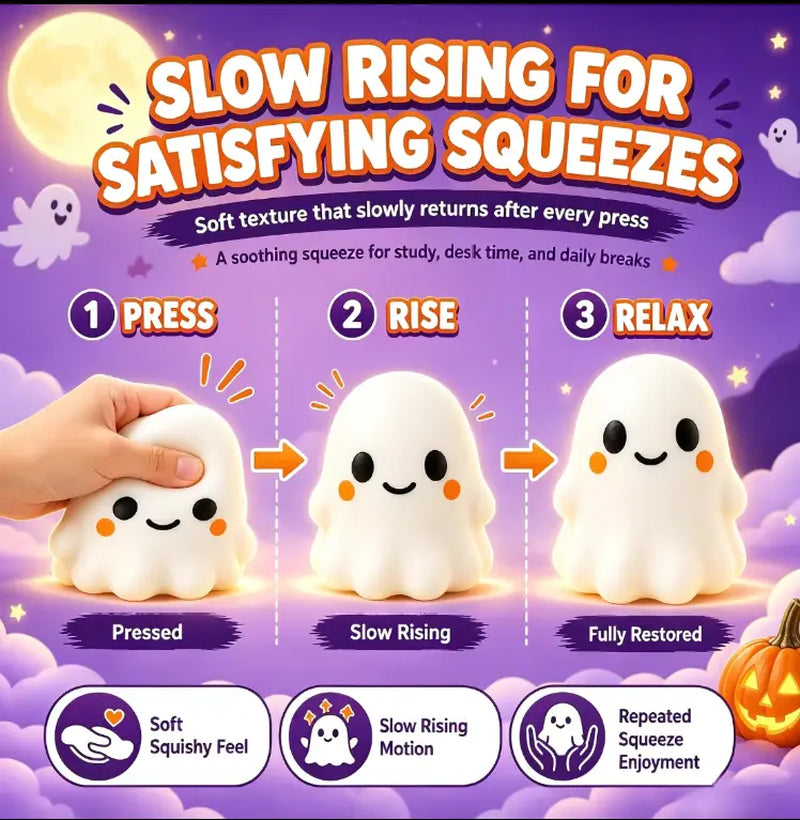 Soft Ghost Squishy Stress-Relief Toy, Creative Cute Halloween Decoration Ornament, Perfect Holiday Gift for Halloween Enthusiasts