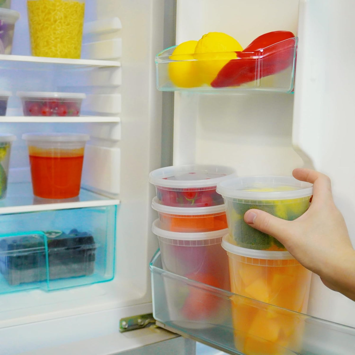 Deli Food Containers with Lids 48 Sets (16 & 32 Oz 24 Each) - Plastic Food Storage Containers - Clear Disposable Meal Prep Containers, BPA Free, Leakproof, Microwave and Freezer Safe