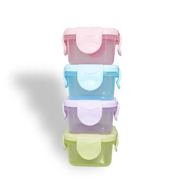 4Pcs Mini Food Storage Containers Set Leakproof with Lids Condiment Sauce Mini Freezer Airtight Containers for Kitchen