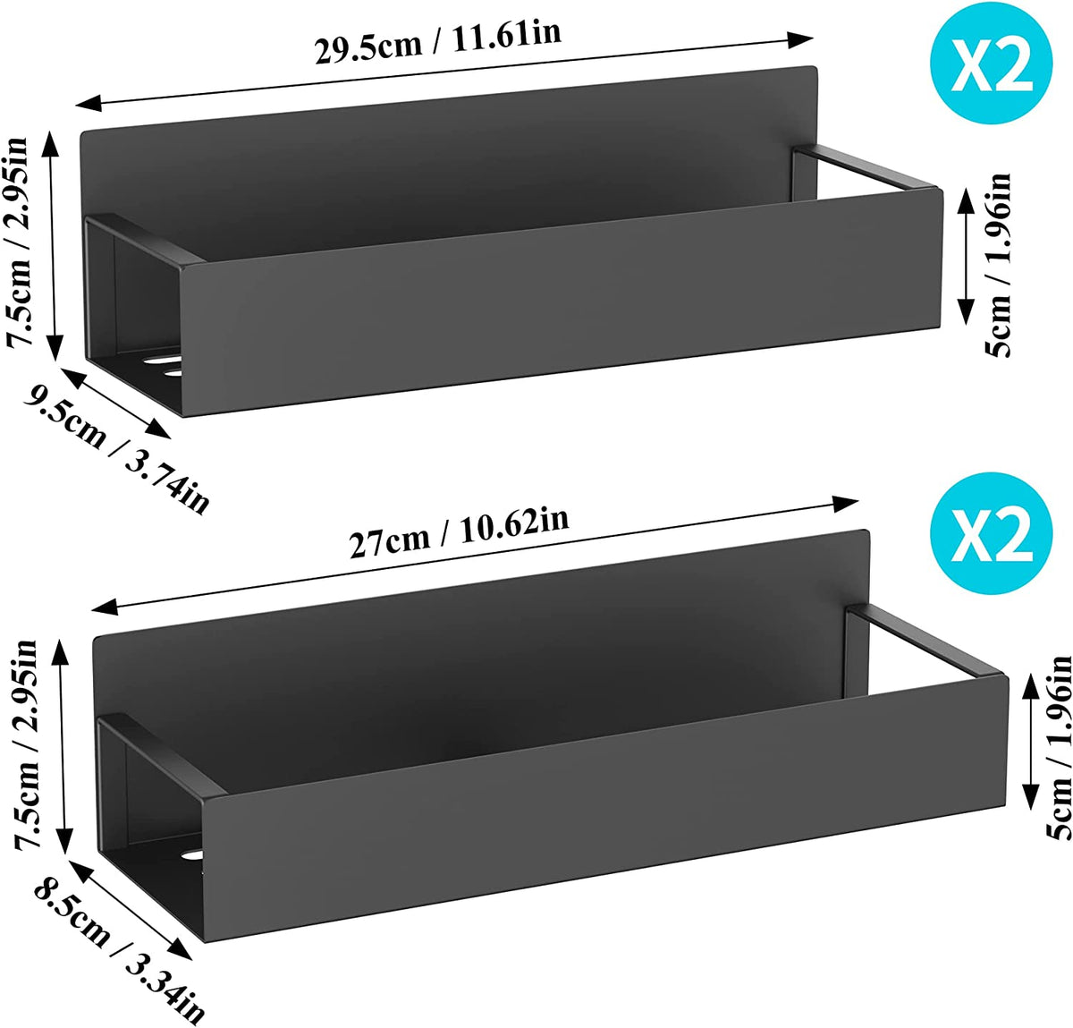Metal Magnetic Spice Rack for Refrigerator Black, 4 Pack