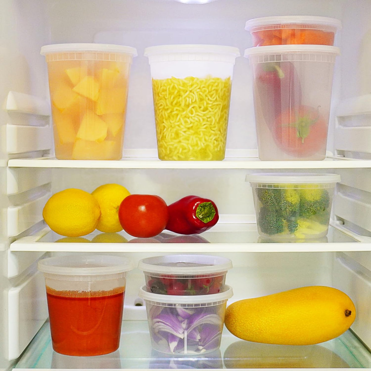 Deli Food Containers with Lids 48 Sets (16 & 32 Oz 24 Each) - Plastic Food Storage Containers - Clear Disposable Meal Prep Containers, BPA Free, Leakproof, Microwave and Freezer Safe