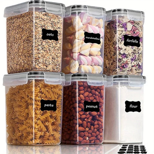 6Pcs Airtight Food Storage Containers Kitchen Pantry Storage Containers For Sugar, Flour And Baking Supplies Kitchen Accessories