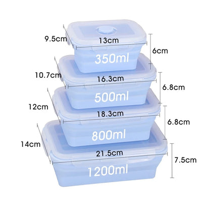 4PS Collapsible Food Storage Containers with Lids & Vent,, Kitchen Stacking Silicone Collapsible Meal Prep Container Set for