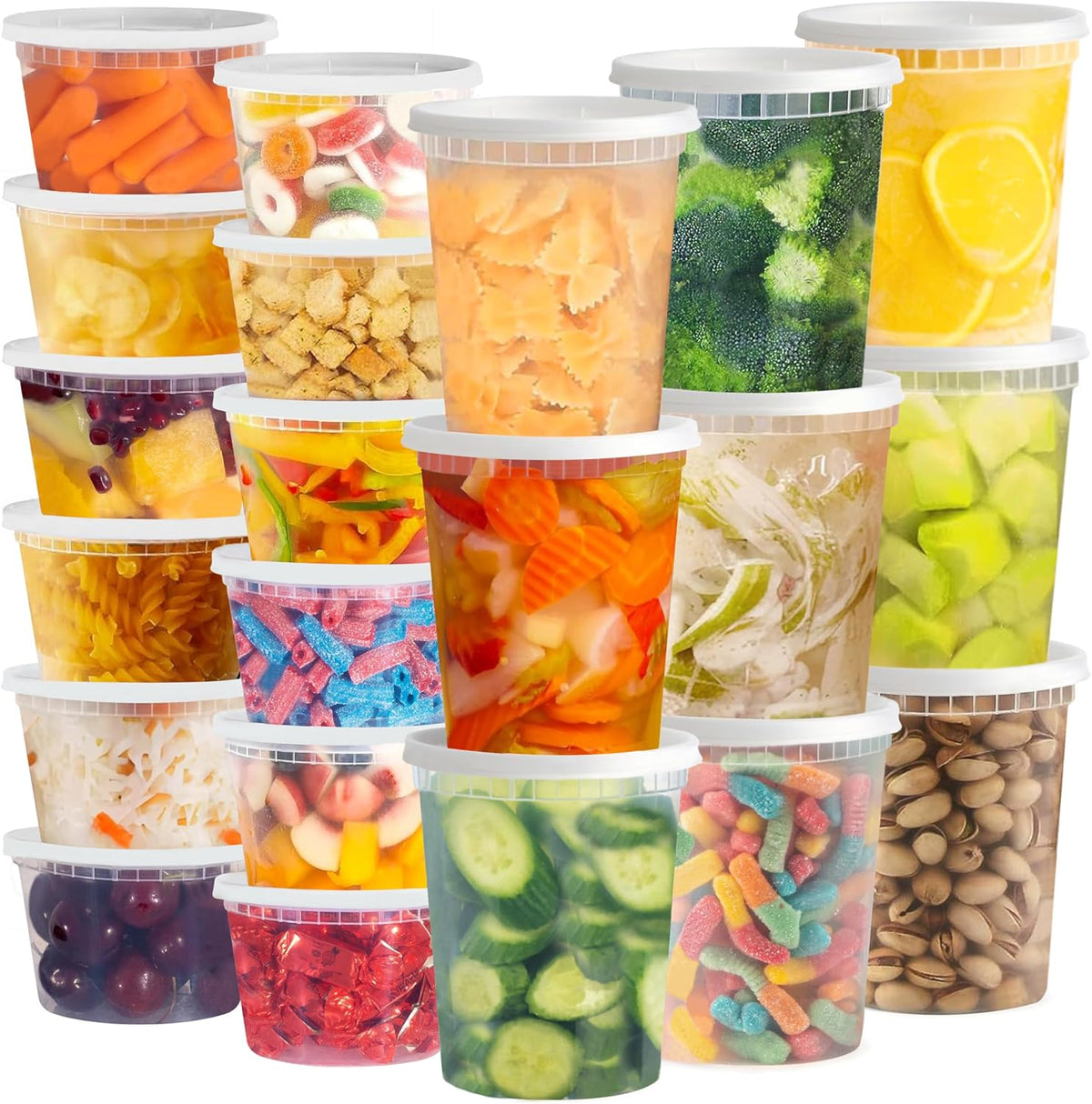 Deli Food Containers with Lids 48 Sets (16 & 32 Oz 24 Each) - Plastic Food Storage Containers - Clear Disposable Meal Prep Containers, BPA Free, Leakproof, Microwave and Freezer Safe