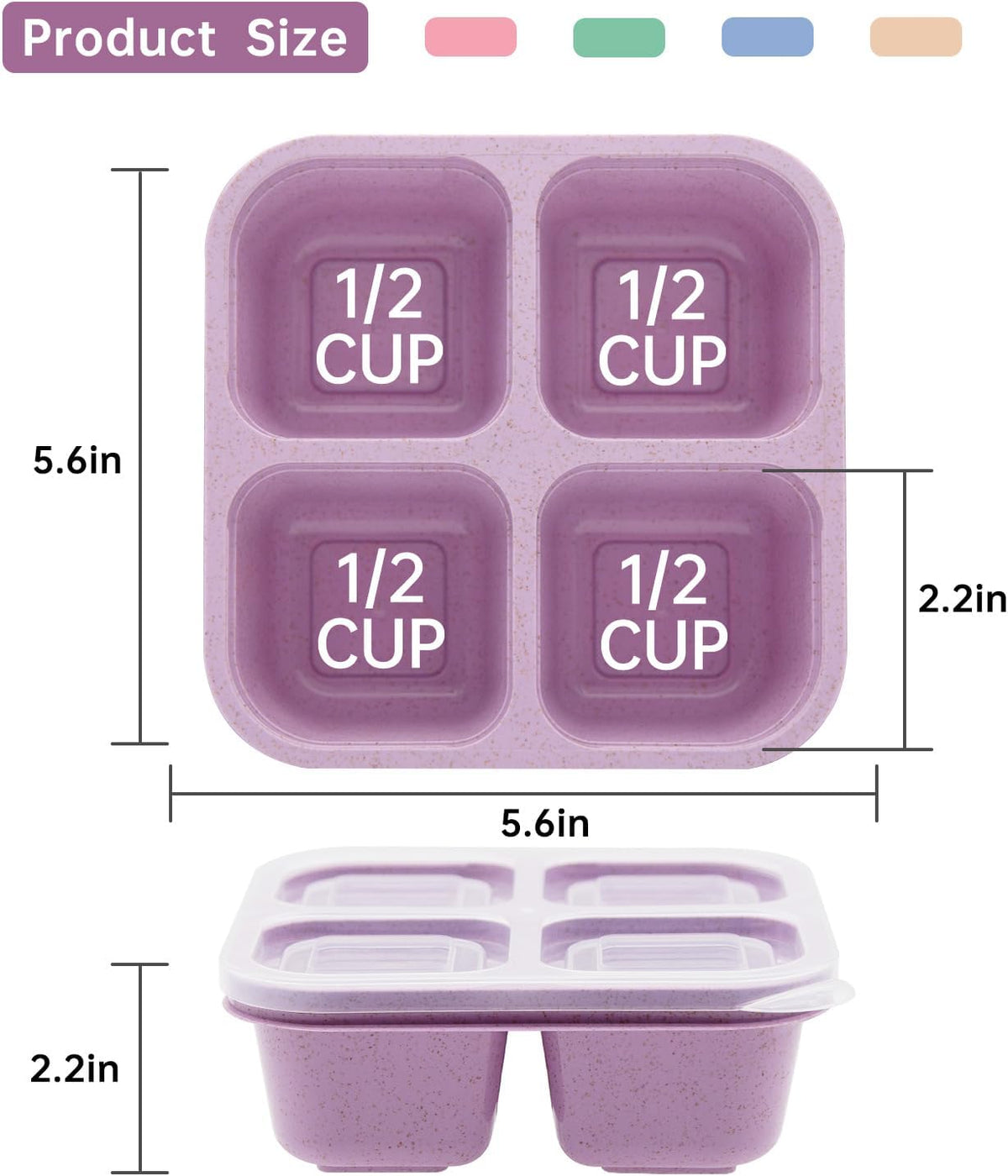 5 Pack 4-Compartment Divided Snack Box for Kids/Toddle/Adults