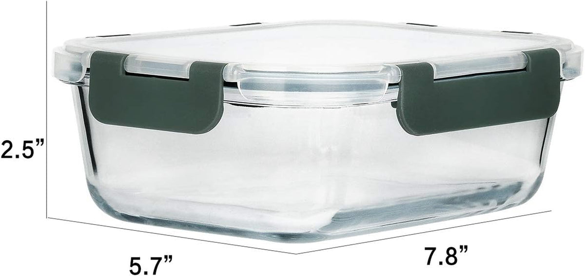 8 Pack,30 Oz Glass Food Storage Containers with Lids, Gray