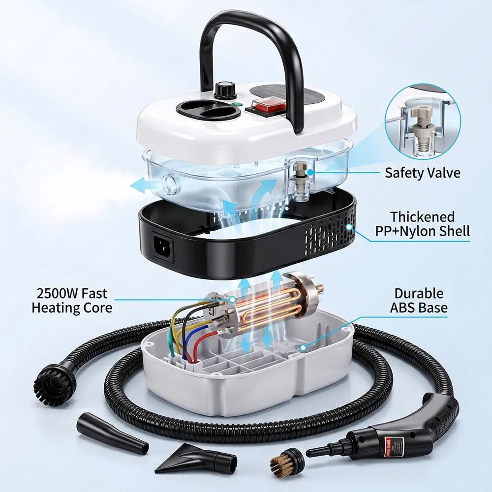 【Toolupgrade】2500W Multi-Purpose Portable Steam Cleaner - High-Temp Plastic Body Power Tool for Home Tile, Grout Surfaces - Car Detailing, Father'S Day Gift, High-Temp Steam, Tile Cleaning, Tools and Gadgets,Toolupgrade