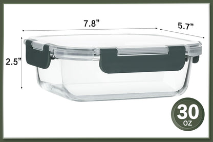 10 Packs 30 Oz Glass Meal Prep Containers with Lids