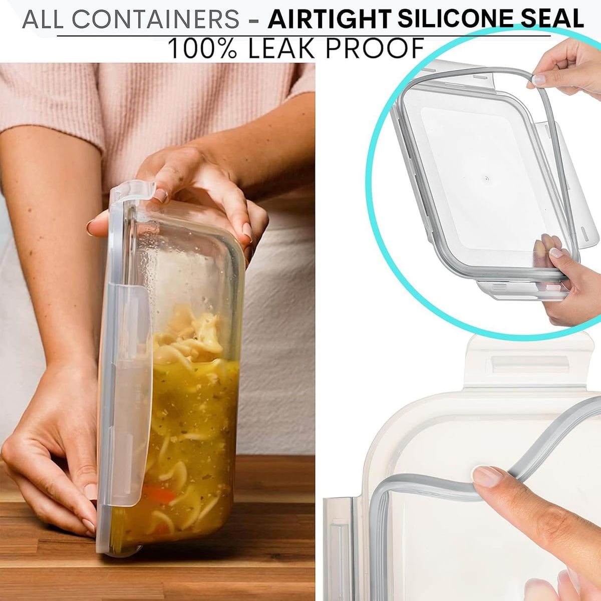 8 Cups/ 63 Oz 4 Piece (2 Containers + 2 Lids) Large Glass Food Storage/ Baking Containers with Locking Lids . Ideal for Storing Food, Vegetables or Fruits. BPA Free & Leak Proof -Microwave, Oven Safe