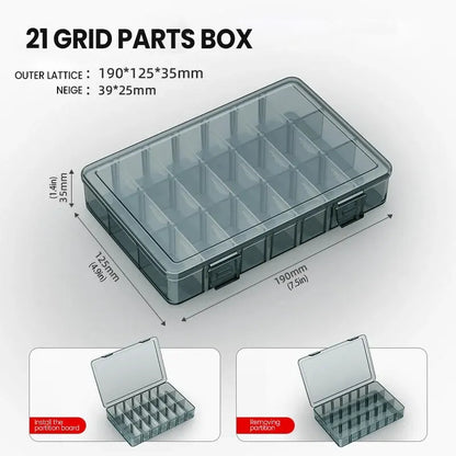 Plastic Tool Parts Box Storage Screw Box Tool Classification Electronic Component Drill Bit Accessories Thickened Grid Box