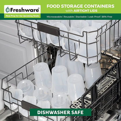 Food Storage Containers [24 Set] 32 Oz Plastic Deli Containers with Lids, Slime, Soup, Meal Prep Containers | BPA Free | Stackable | Leakproof | Microwave/Dishwasher/Freezer Safe