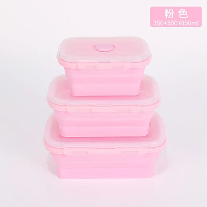 4PS Collapsible Food Storage Containers with Lids & Vent,, Kitchen Stacking Silicone Collapsible Meal Prep Container Set for