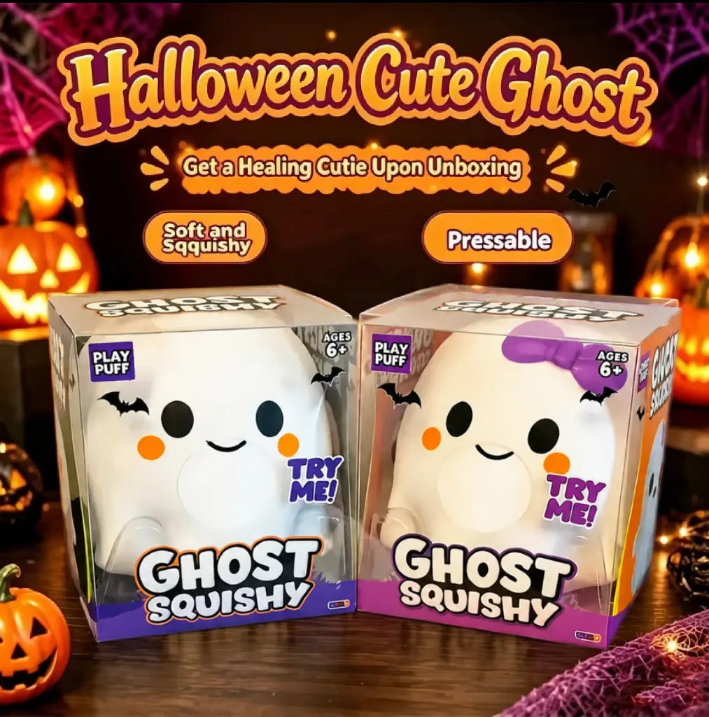 Soft Ghost Squishy Stress-Relief Toy, Creative Cute Halloween Decoration Ornament, Perfect Holiday Gift for Halloween Enthusiasts