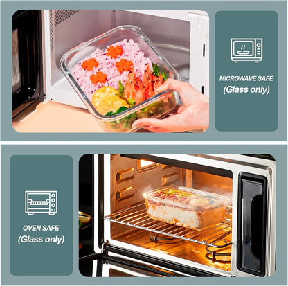 30 Oz 5 Pack Glass Meal Prep Containers with Lids, Gray