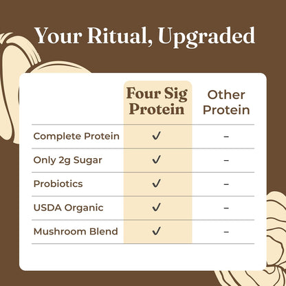 Organic Plant-Based Protein Powder | Clean Vegan Protein Elevated with Lion’S Mane, Chaga, Cordyceps and More for Brain Function and Immune Support | Creamy Cacao, 21.16 Oz