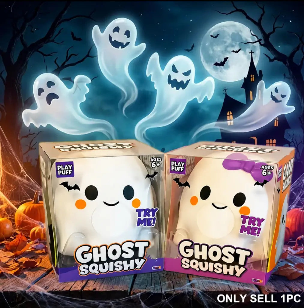 Soft Ghost Squishy Stress-Relief Toy, Creative Cute Halloween Decoration Ornament, Perfect Holiday Gift for Halloween Enthusiasts