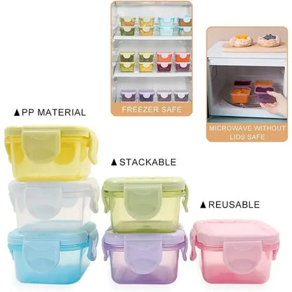 4Pcs Mini Food Storage Containers Set Leakproof with Lids Condiment Sauce Mini Freezer Airtight Containers for Kitchen