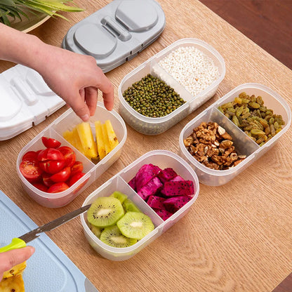 Double Compartment Food Storage Container Plastic Sealed Snack Container, Divided Into Boxes, Camping Lunch Box, Snack Box