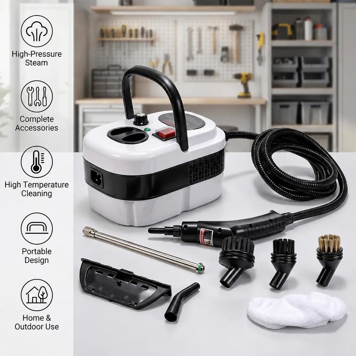 【Toolupgrade】2500W Multi-Purpose Portable Steam Cleaner - High-Temp Plastic Body Power Tool for Home Tile, Grout Surfaces - Car Detailing, Father'S Day Gift, High-Temp Steam, Tile Cleaning, Tools and Gadgets,Toolupgrade