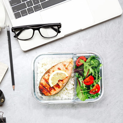 5 Pack,36 Oz, 2 Compartments Glass Meal Prep Containers with Lids