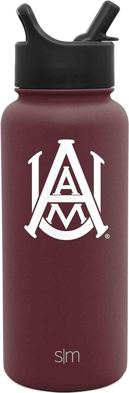 Simple Modern Officially Licensed Collegiate University Water Bottle with Straw Lid Insulated Stainless Steel Thermos | Summit Collection | 32Oz