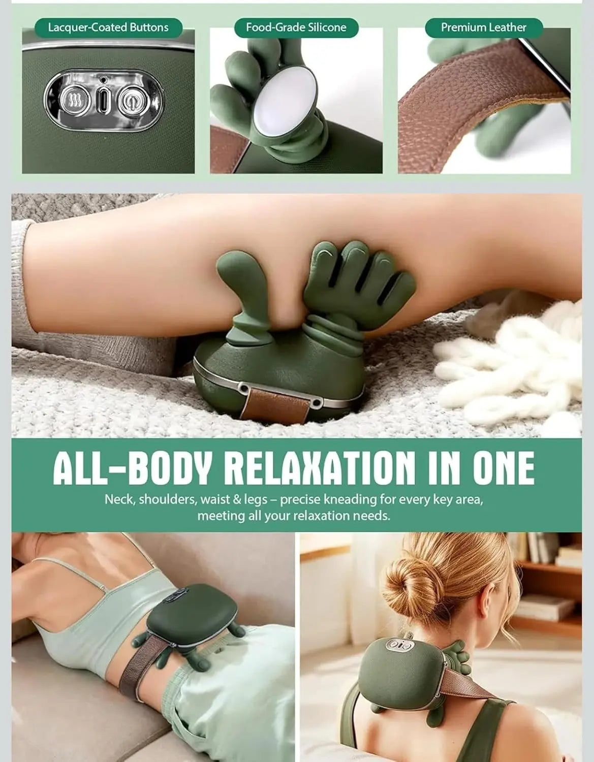 4D Simulation Hand-Neck-Shoulder Massage Device, Wireless Electric Usb-Powered Massager with Charging Cable, Portable Home & Office Relaxing Gift for Daily Massage Needs, Relaxing Gifts
