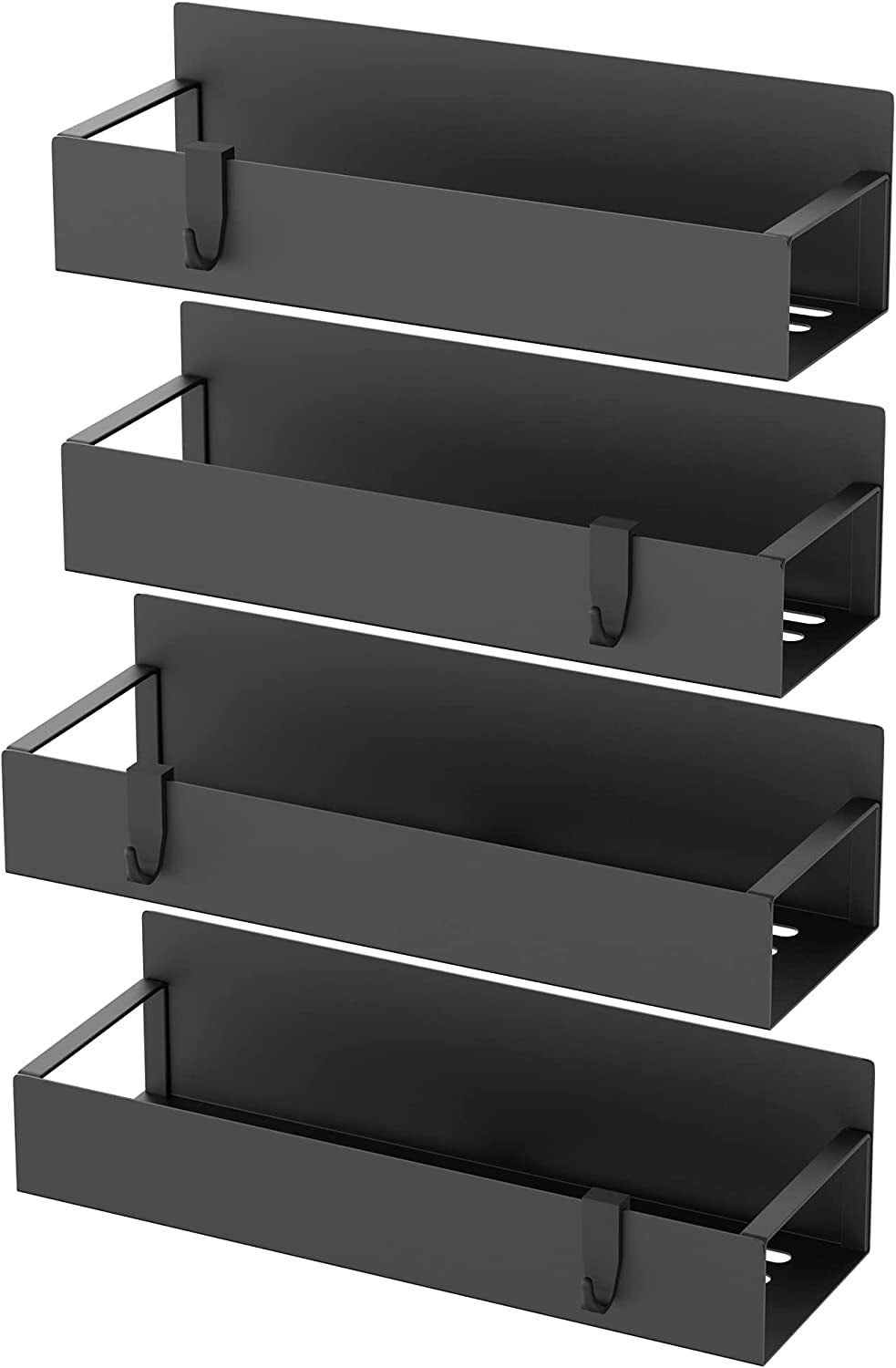 Metal Magnetic Spice Rack for Refrigerator Black, 4 Pack