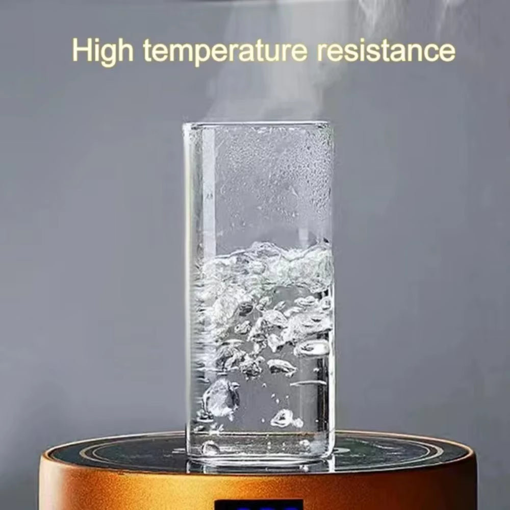 1Pcs Square Heat Resistant Coffee Glass Cup with Lid and Straw Transparent Milk Tea Juice Cups Coffee Mug for Home Bar Drinkware