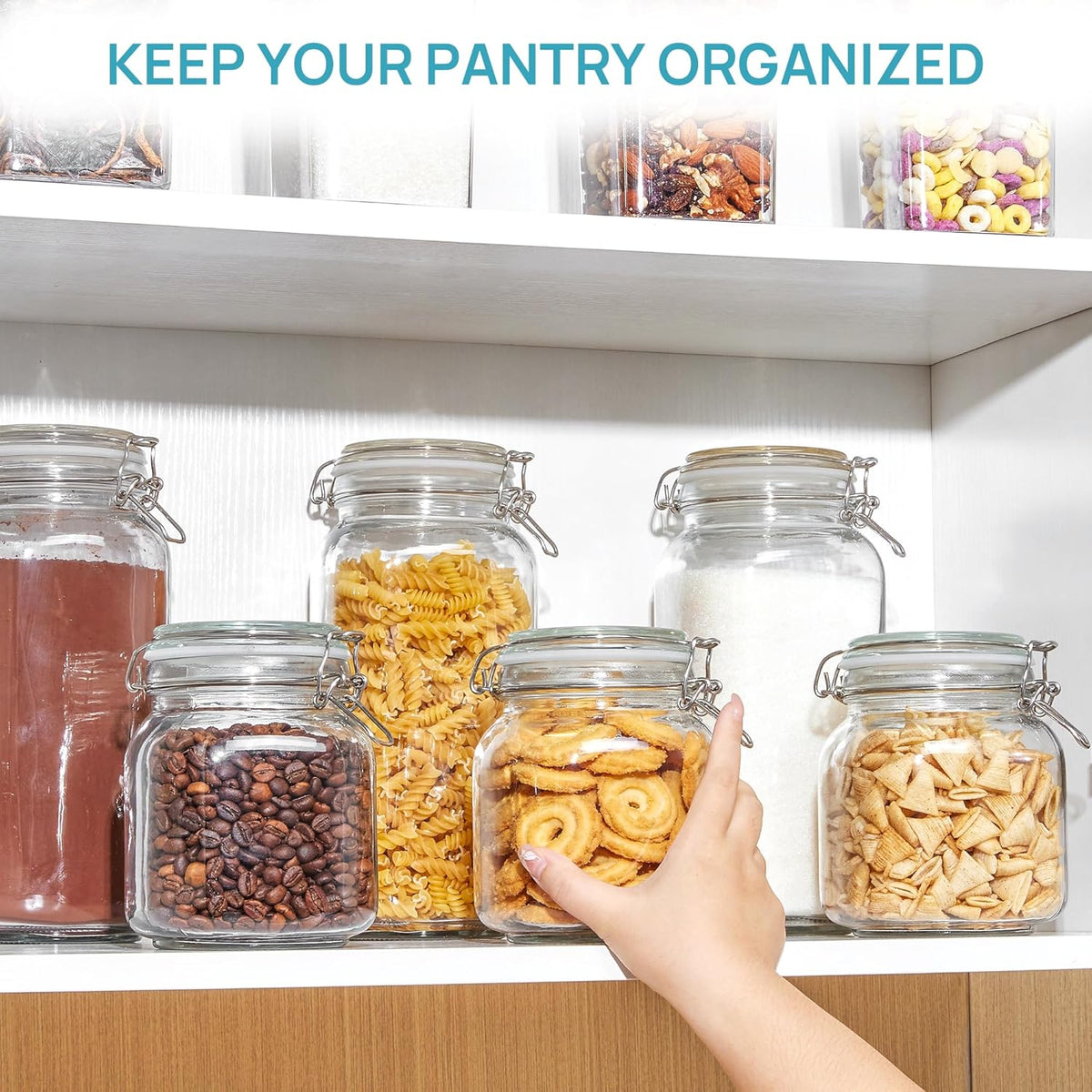 78Oz Glass Food Storage Jars with Airtight Clamp Lids, 3 Pack