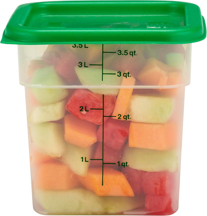Food Storage Container with Lid (Microwave Safe and Bpa-Free) - 2 Pack - Classic Series Square with Green Lid - 4 QT (Quart) - Commercial Grade for Food Prep (Translucent)