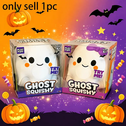 Soft Ghost Squishy Stress-Relief Toy, Creative Cute Halloween Decoration Ornament, Perfect Holiday Gift for Halloween Enthusiasts