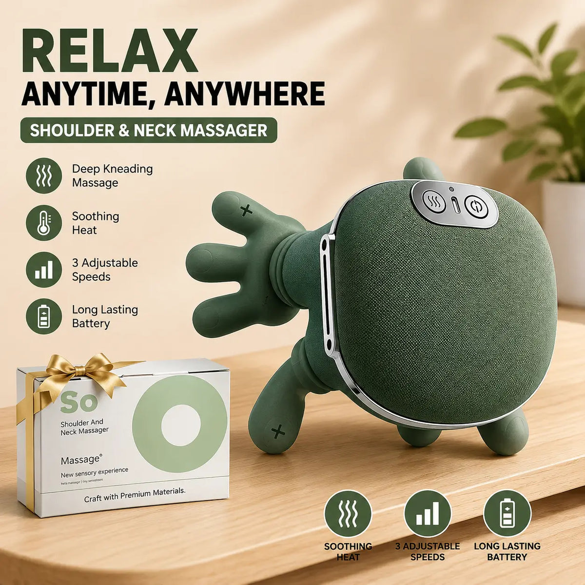 4D Simulation Hand-Neck-Shoulder Massage Device, Wireless Electric Usb-Powered Massager with Charging Cable, Portable Home & Office Relaxing Gift for Daily Massage Needs, Relaxing Gifts