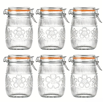 Wide Mouth Mason Jars 32 oz 6 Pack Airtight Glass Canister for Kitchen Pantry Coffee Sugar Beans Flour Snacks