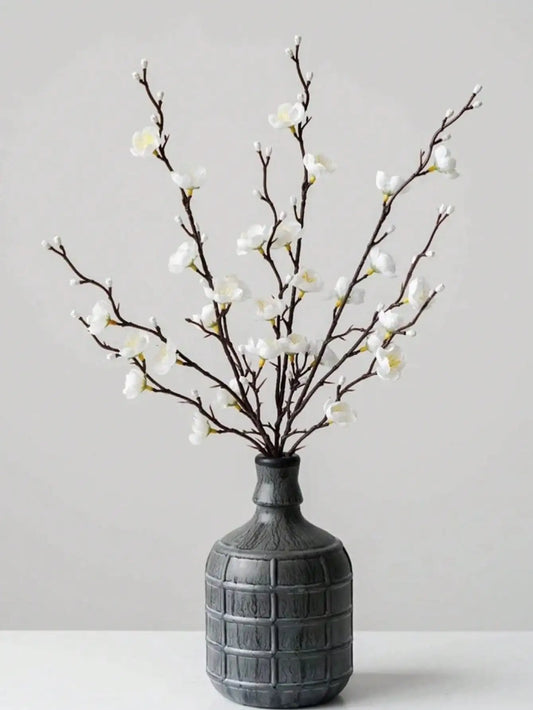 Artificial Flowers White Plum Blossom 21.7'' Fake Long Stem Plastic Flower Home Hotel Wedding Party Garden Decor Gifts Birthday