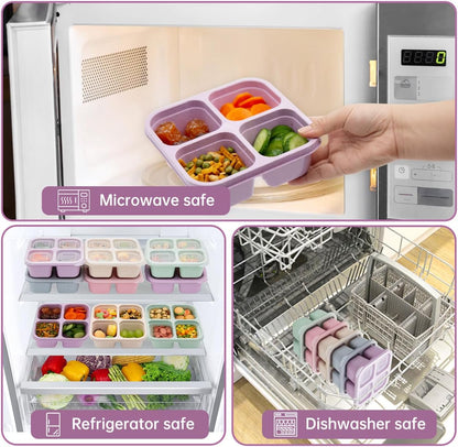 5 Pack 4-Compartment Divided Snack Box for Kids/Toddle/Adults