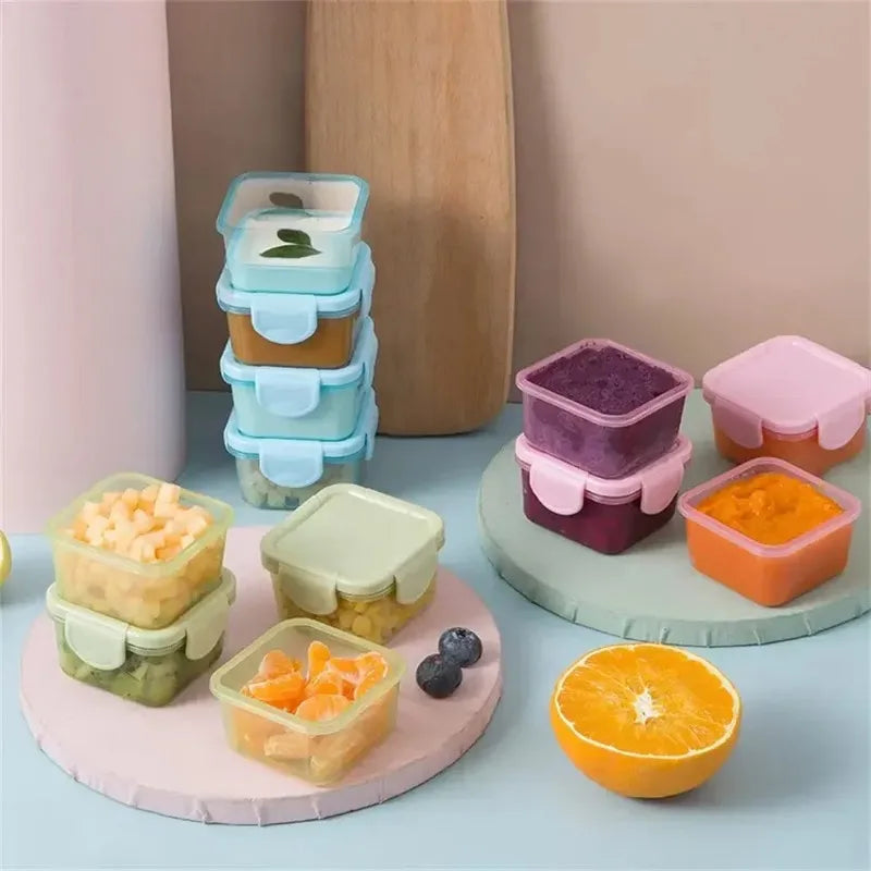 4Pcs Mini Food Storage Containers Set Leakproof with Lids Condiment Sauce Mini Freezer Airtight Containers for Kitchen