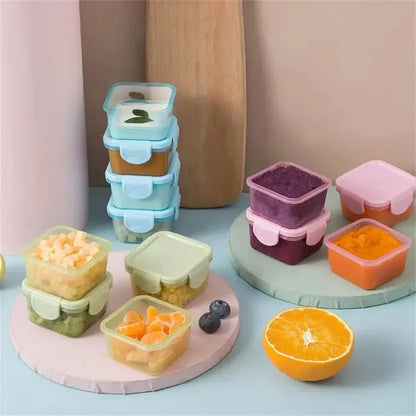 4Pcs Mini Food Storage Containers Set Leakproof with Lids Condiment Sauce Mini Freezer Airtight Containers for Kitchen