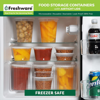 Food Storage Containers [24 Set] 32 Oz Plastic Deli Containers with Lids, Slime, Soup, Meal Prep Containers | BPA Free | Stackable | Leakproof | Microwave/Dishwasher/Freezer Safe