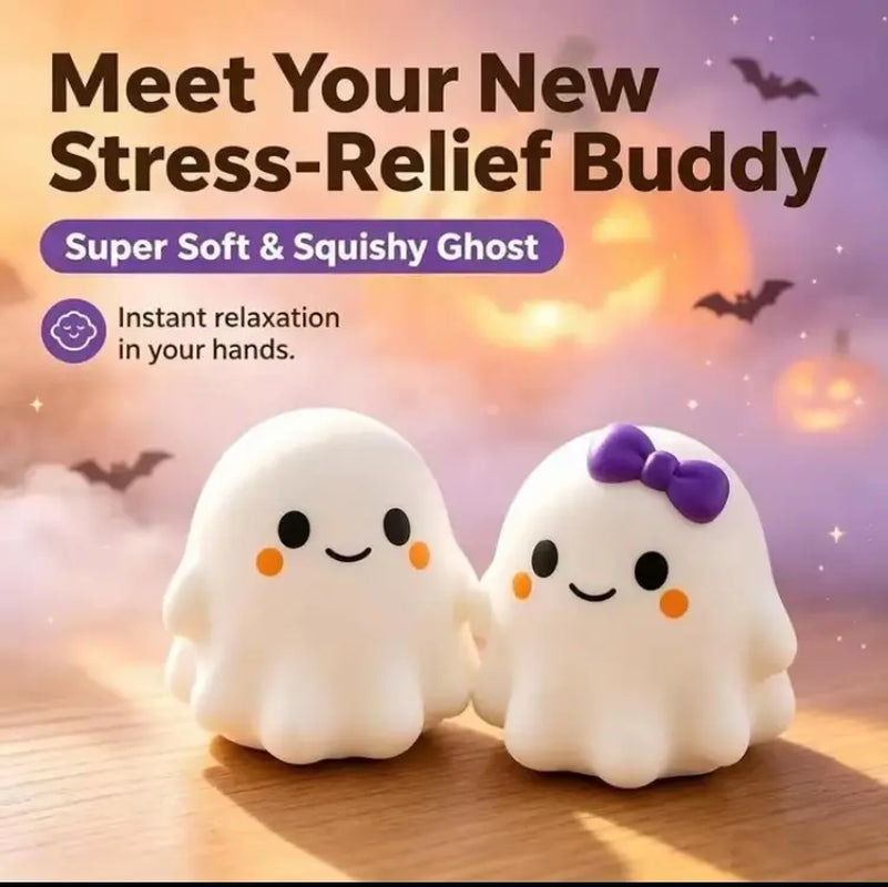 Soft Ghost Squishy Stress-Relief Toy, Creative Cute Halloween Decoration Ornament, Perfect Holiday Gift for Halloween Enthusiasts
