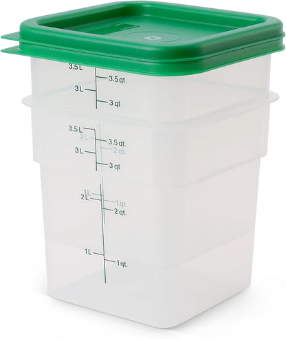 Food Storage Container with Lid (Microwave Safe and Bpa-Free) - 2 Pack - Classic Series Square with Green Lid - 4 QT (Quart) - Commercial Grade for Food Prep (Translucent)