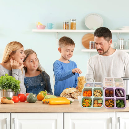 5 Pack 4-Compartment Divided Snack Box for Kids/Toddle/Adults