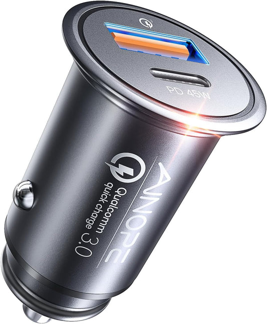 67.5W [Mini&Metal] Cigarette Lighter Adapter Car Charger USB C Fast Charging, PD&QC Cigarette Lighter USB Charger 12V Outlet Plug Socket for Iphone 17 16 15 14 Pro Max, Samsung S26 S25