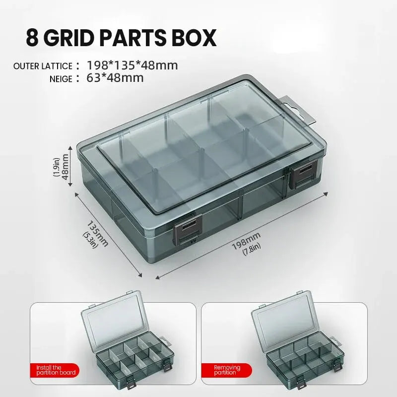 Plastic Tool Parts Box Storage Screw Box Tool Classification Electronic Component Drill Bit Accessories Thickened Grid Box