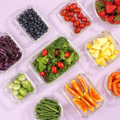 24Pc Borosilicate Glass Storage Containers with Lids | 12 Airtight/Freezer Safe Food Storage Containers for Pantry and Kitchen | Meal Prep Container for Lunch | Glass Tupperware Set
