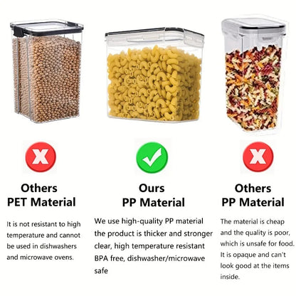 6Pcs Airtight Food Storage Containers Kitchen Pantry Storage Containers For Sugar, Flour And Baking Supplies Kitchen Accessories